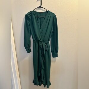 Elegant Green Wrap Dress